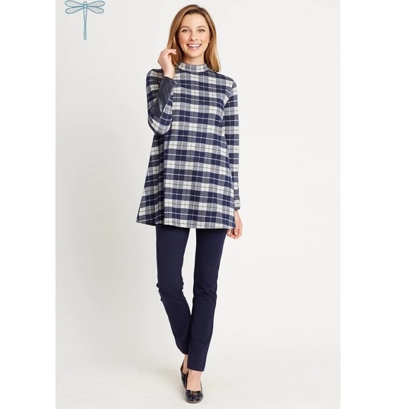 NWT Tyler Boe Plaid Full Sleeve Faux Leather Trim Tunic XS - Picture 5 of 12